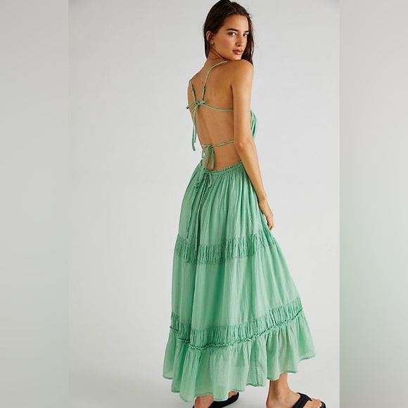 Free People Taking Sides Maxi Dress in Green - Picture 2 of 4